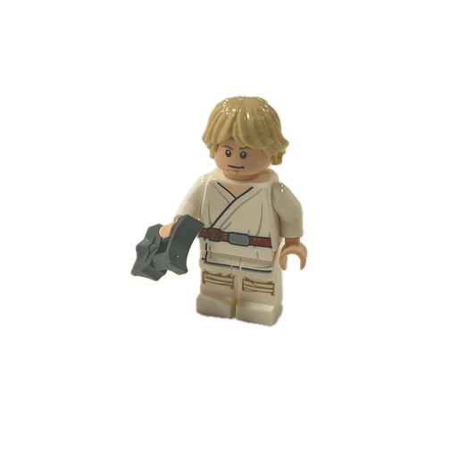 Luke Skywalker - Tatooine, White Legs, Stern/Smile Face Print (Minifig)